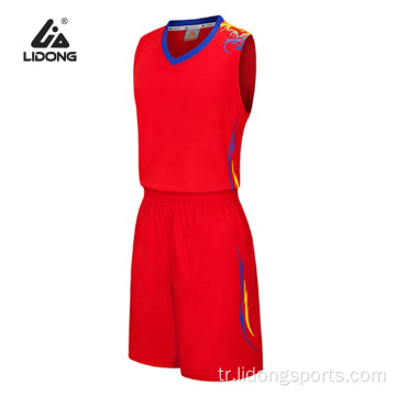 Erkek basketbol forması üniforma tasarımı kırmızı basketbol giyim